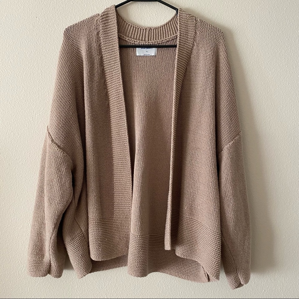 Old Navy tan drop shoulder knit cardigan